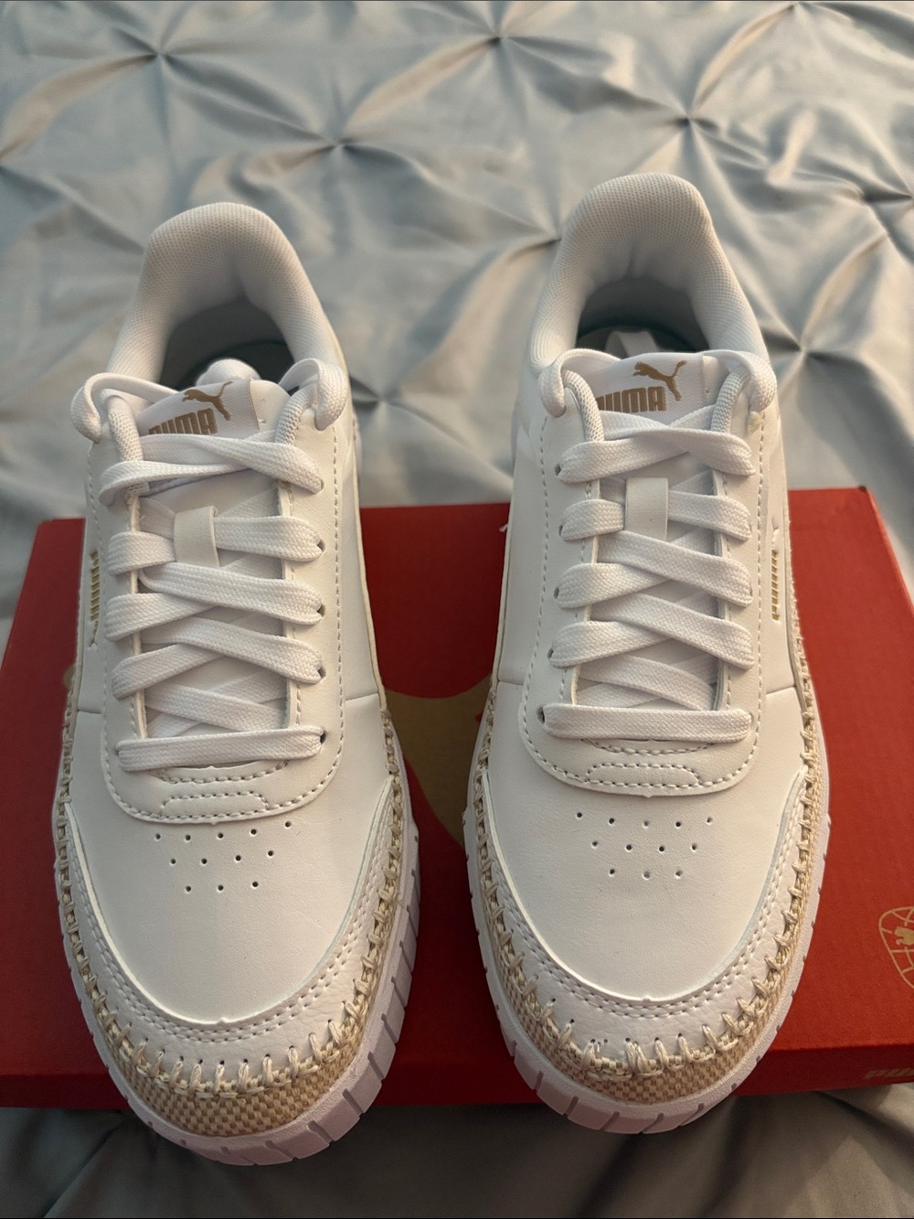 Puma Women's White Sneakers with Gold Accent